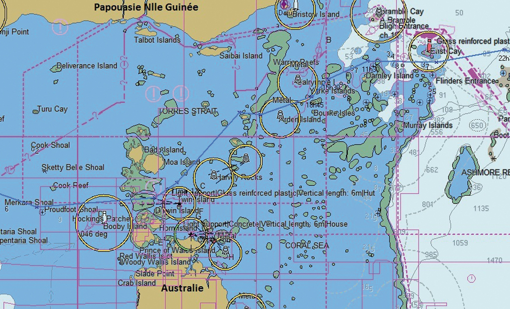 Une idée de la cartographie locale, peu zoomée. Parce que si vous zoomez sur votre logiciel de navigation, c’est beaucoup plus grandiose… !