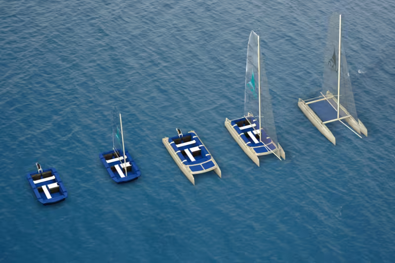 Catamarans transformables