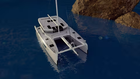 Le bimini est prolongé de 110 cm sur le New Windelo 50 représenté ici (50 cm pour le New 54).
