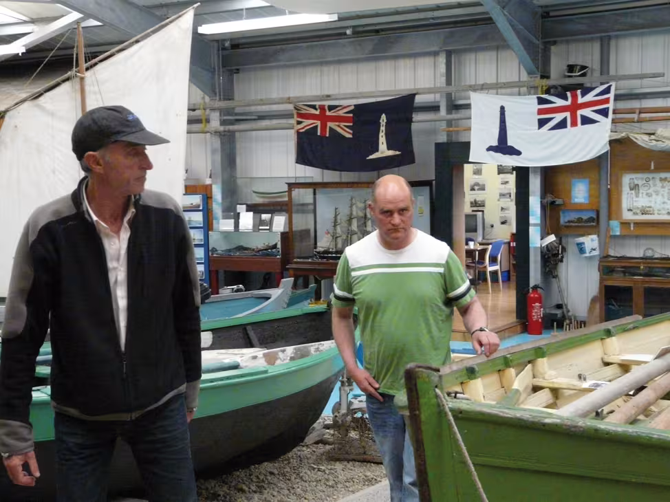 Visite du musée des bateaux en bois avec Fred à Uyeasound, île de Yell